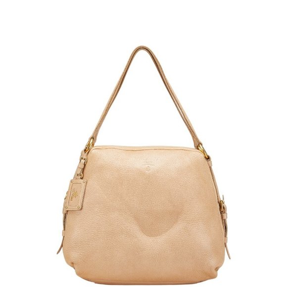 Prada logo tote bag shoulder beige leather women's PRADA - Picture 1 of 15